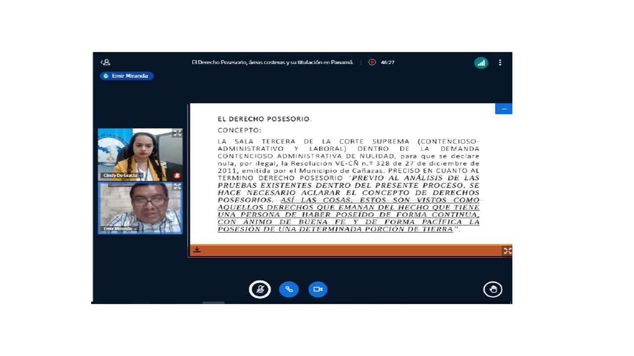 Lee más sobre el artículo Seminario Virtual “El Derecho Posesorio, áreas costeras y su titulación en Panamá”