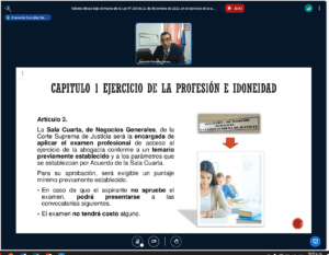 Lee más sobre el artículo Capacitación virtual sobre: “Valores éticos bajo el marco de la Ley No. 350 de 21 de diciembre de 2022, que regula el ejercicio de la abogacía”