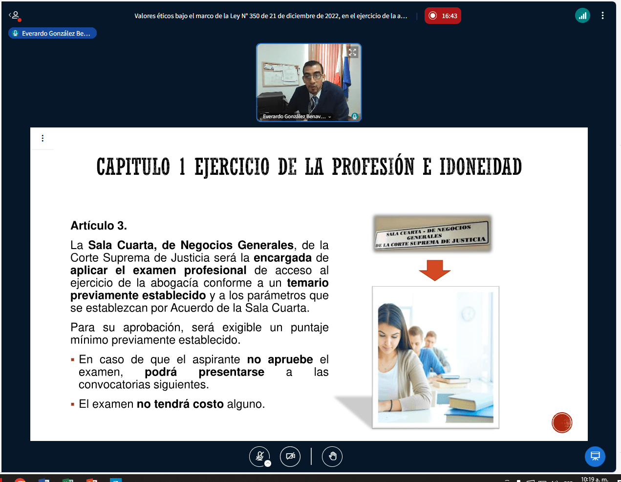 Lee más sobre el artículo Capacitación virtual sobre: “Valores éticos bajo el marco de la Ley No. 350 de 21 de diciembre de 2022, que regula el ejercicio de la abogacía”